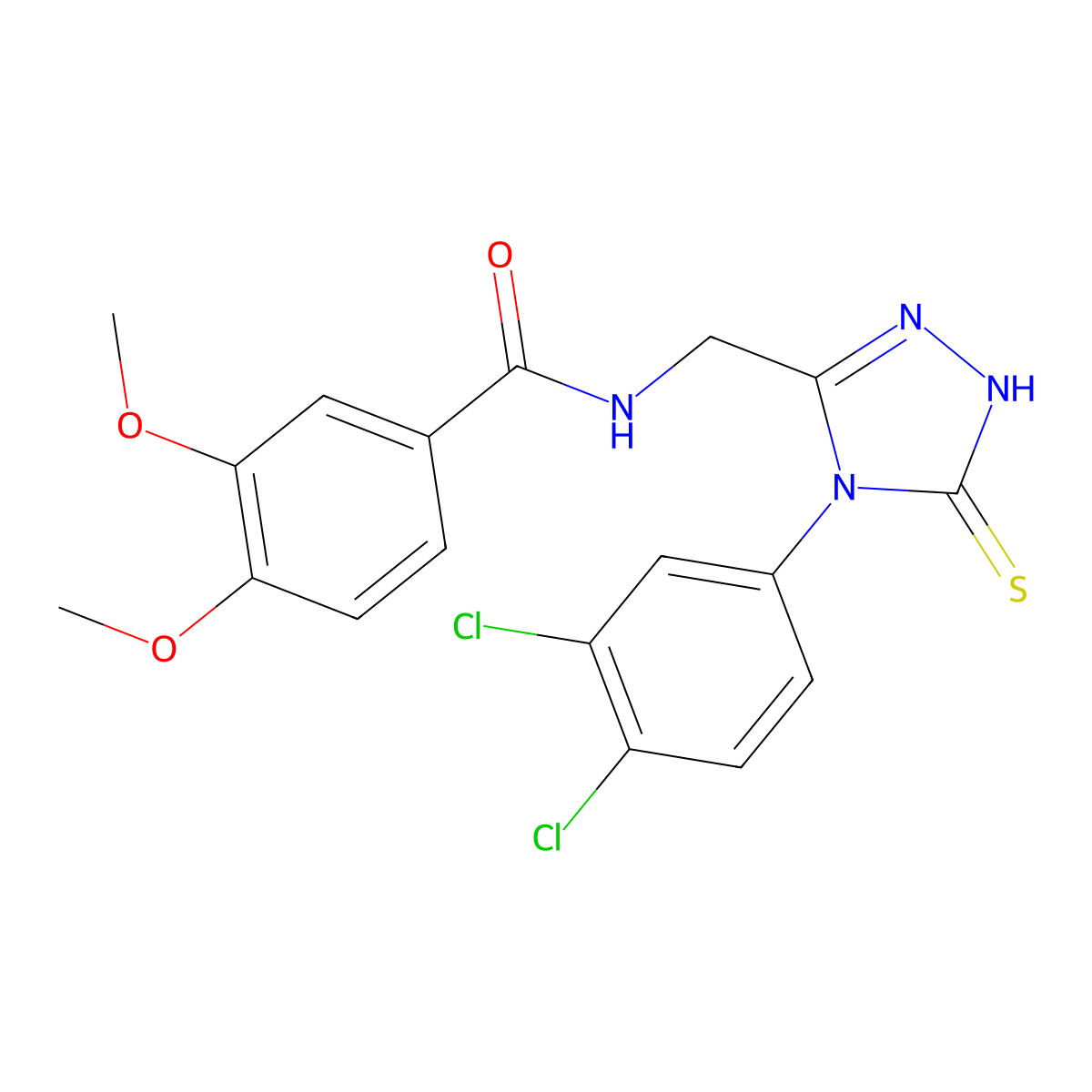 N-((4-(3,4-dichlorophenyl)-5-thioxo-4,5-dihydro-1H-1,2,4-triazol-3-yl)methyl)-3,4-dimethoxybenzamide molecular structure, CAS 391887-56-2