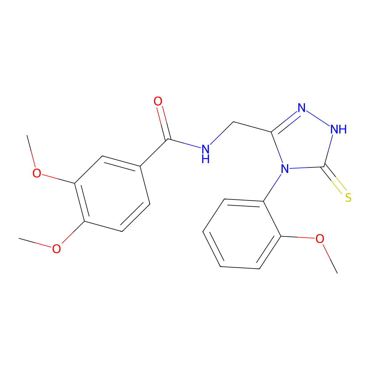 3,4-dimethoxy-N-[[4-(2-methoxyphenyl)-5-sulfanylidene-1H-1,2,4-triazol-3-yl]methyl]benzamide molecular structure, CAS 391887-57-3