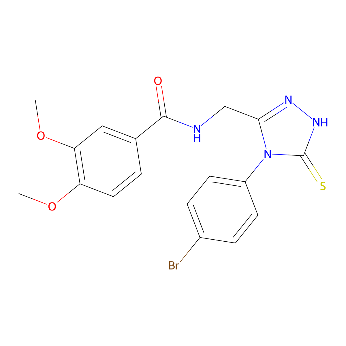 N-((4-(4-bromophenyl)-5-thioxo-4,5-dihydro-1H-1,2,4-triazol-3-yl)methyl)-3,4-dimethoxybenzamide molecular structure, CAS 391887-58-4