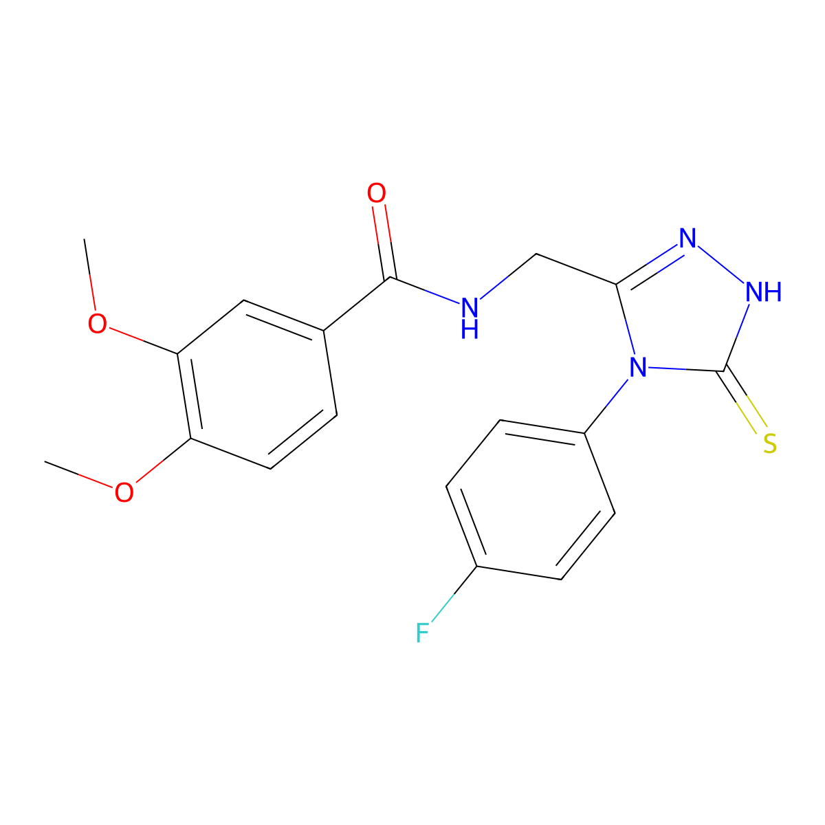 N-((4-(4-fluorophenyl)-5-thioxo-4,5-dihydro-1H-1,2,4-triazol-3-yl)methyl)-3,4-dimethoxybenzamide molecular structure, CAS 391887-59-5