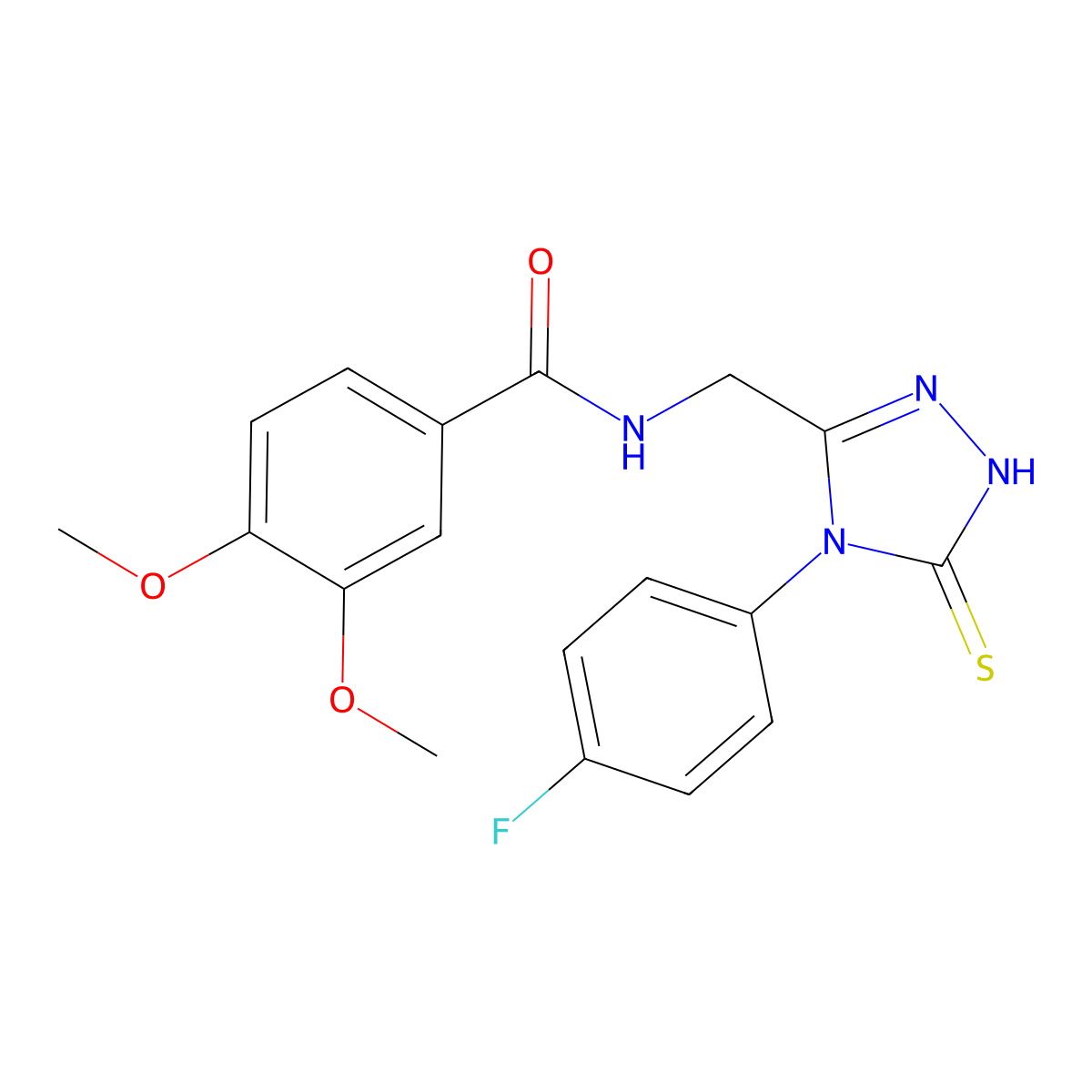 N-((4-(4-fluorophenyl)-5-thioxo-4,5-dihydro-1H-1,2,4-triazol-3-yl)methyl)-3,4-dimethoxybenzamide molecular structure, CAS 391887-59-5