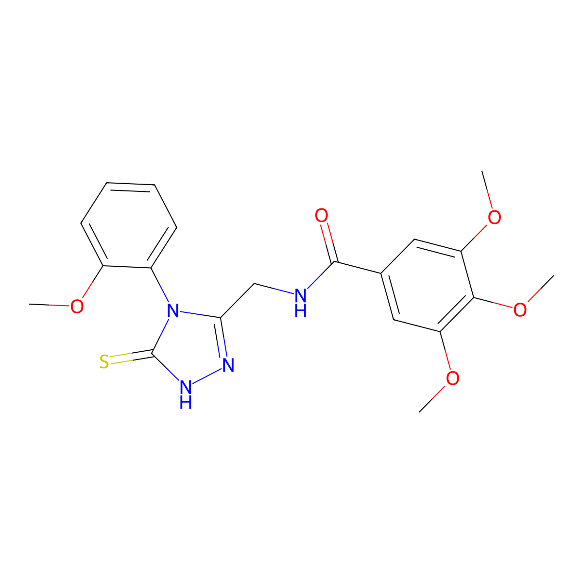 3,4,5-trimethoxy-N-[[4-(2-methoxyphenyl)-5-sulfanylidene-1H-1,2,4-triazol-3-yl]methyl]benzamide molecular structure, CAS 391887-65-3