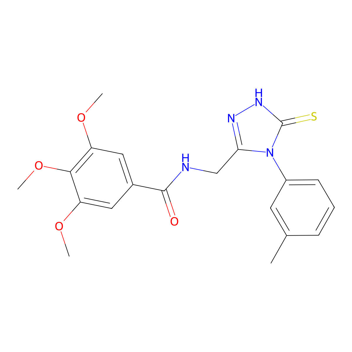 3,4,5-trimethoxy-N-[[4-(3-methylphenyl)-5-sulfanylidene-1H-1,2,4-triazol-3-yl]methyl]benzamide molecular structure, CAS 391887-68-6