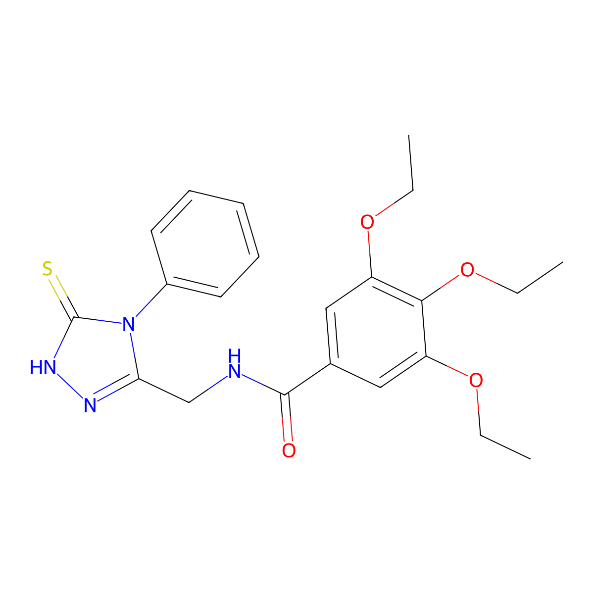 3,4,5-triethoxy-N-[(4-phenyl-5-sulfanylidene-1H-1,2,4-triazol-3-yl)methyl]benzamide molecular structure, CAS 391887-70-0