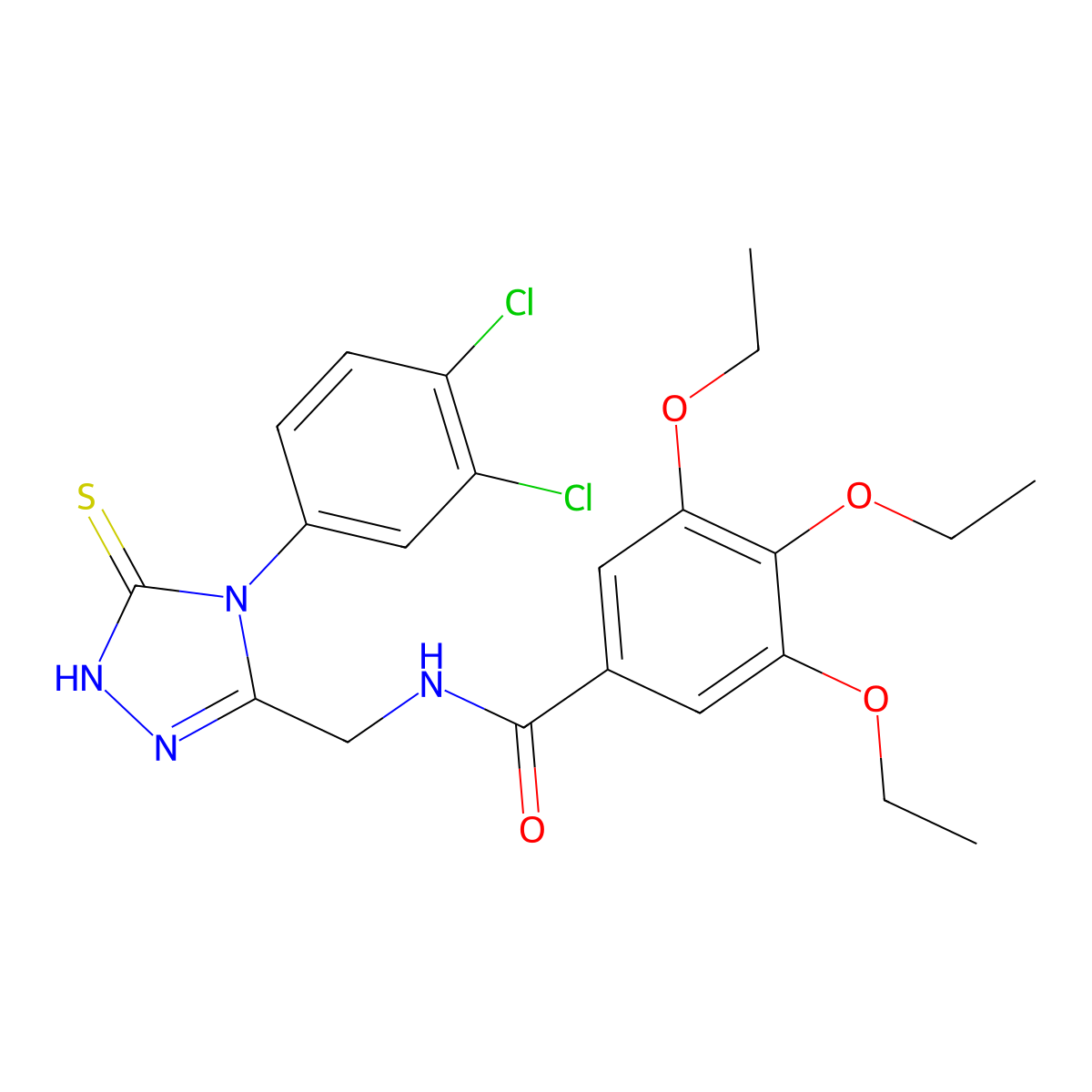 N-[[4-(3,4-dichlorophenyl)-5-sulfanylidene-1H-1,2,4-triazol-3-yl]methyl]-3,4,5-triethoxybenzamide molecular structure, CAS 391887-72-2