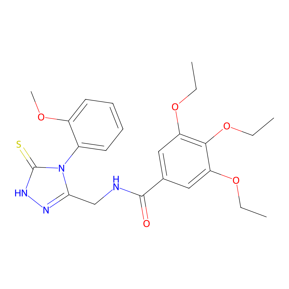 3,4,5-triethoxy-N-[[4-(2-methoxyphenyl)-5-sulfanylidene-1H-1,2,4-triazol-3-yl]methyl]benzamide molecular structure, CAS 391887-73-3