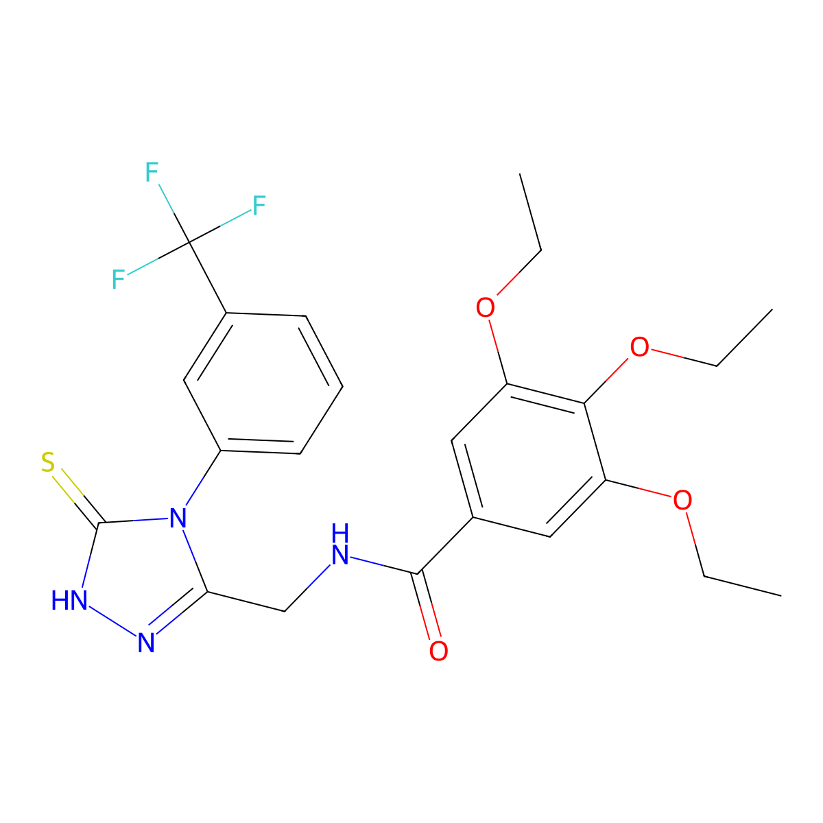 3,4,5-triethoxy-N-[[5-sulfanylidene-4-[3-(trifluoromethyl)phenyl]-1H-1,2,4-triazol-3-yl]methyl]benzamide molecular structure, CAS 391887-77-7