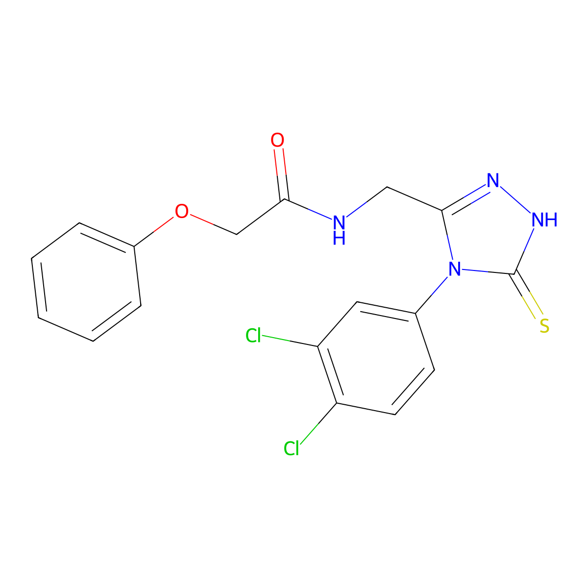 N-[[4-(3,4-dichlorophenyl)-5-sulfanylidene-1H-1,2,4-triazol-3-yl]methyl]-2-phenoxyacetamide molecular structure, CAS 391887-97-1