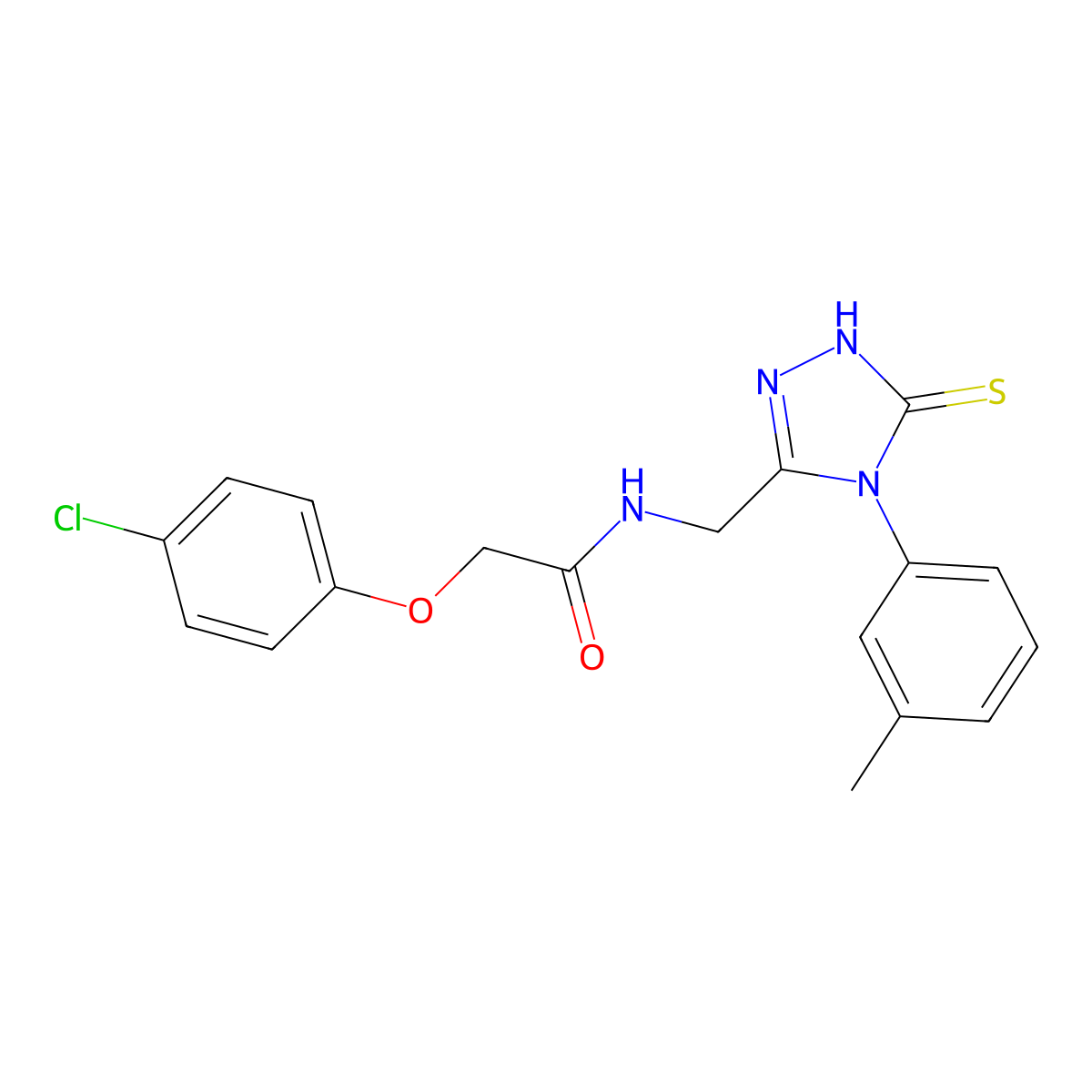 2-(4-chlorophenoxy)-N-[[4-(3-methylphenyl)-5-sulfanylidene-1H-1,2,4-triazol-3-yl]methyl]acetamide molecular structure, CAS 391888-09-8