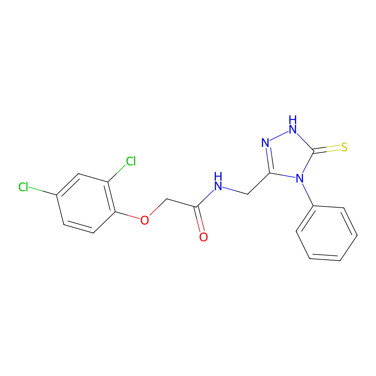 2-(2,4-dichlorophenoxy)-N-[(4-phenyl-5-sulfanylidene-1H-1,2,4-triazol-3-yl)methyl]acetamide molecular structure, CAS 391888-12-3