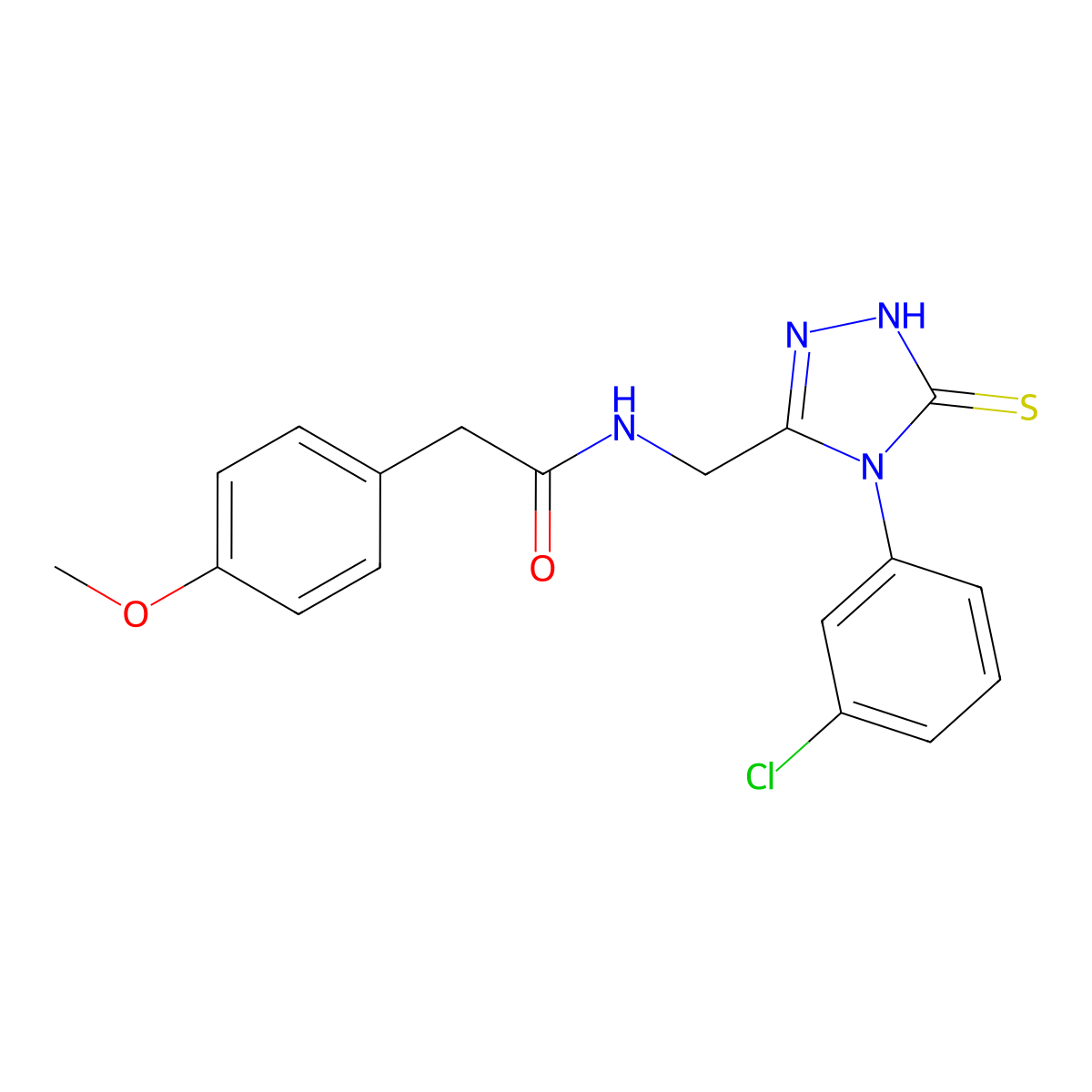 N-((4-(3-chlorophenyl)-5-thioxo-4,5-dihydro-1H-1,2,4-triazol-3-yl)methyl)-2-(4-methoxyphenyl)acetamide molecular structure, CAS 391888-21-4