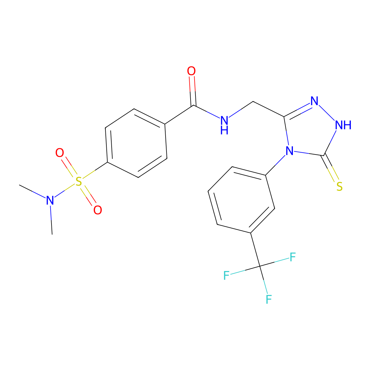 4-(dimethylsulfamoyl)-N-[[5-sulfanylidene-4-[3-(trifluoromethyl)phenyl]-1H-1,2,4-triazol-3-yl]methyl]benzamide molecular structure, CAS 391888-35-0