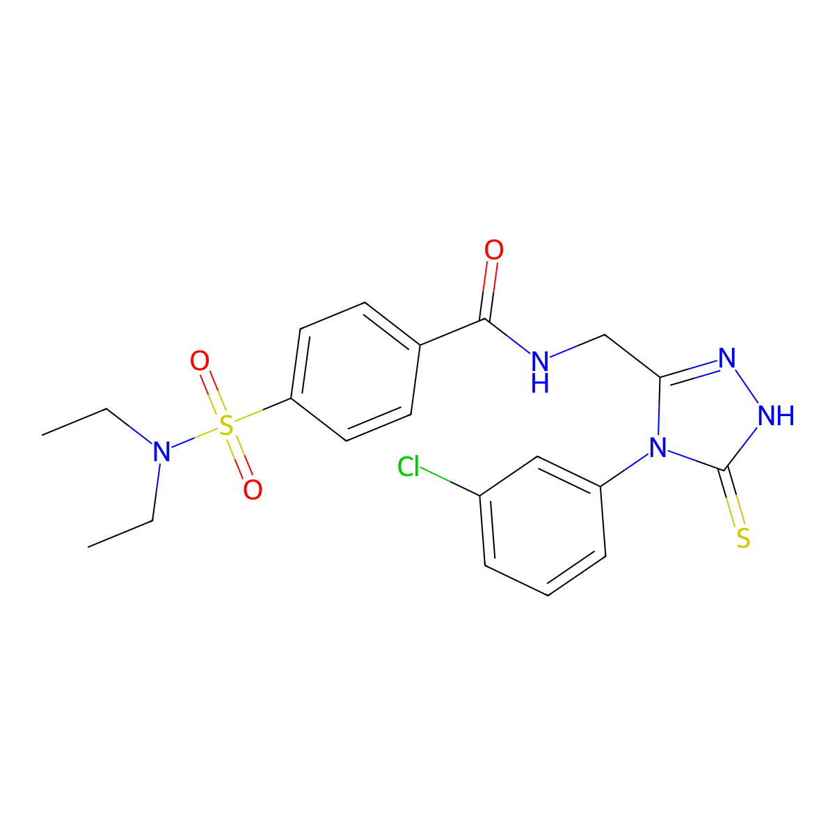 N-[[4-(3-chlorophenyl)-5-sulfanylidene-1H-1,2,4-triazol-3-yl]methyl]-4-(diethylsulfamoyl)benzamide molecular structure, CAS 391888-37-2
