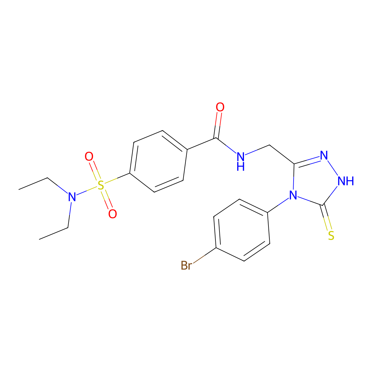 N-[[4-(4-bromophenyl)-5-sulfanylidene-1H-1,2,4-triazol-3-yl]methyl]-4-(diethylsulfamoyl)benzamide molecular structure, CAS 391888-40-7