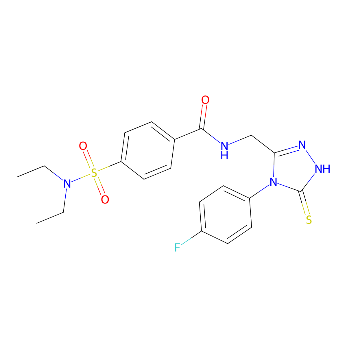 4-(diethylsulfamoyl)-N-[[4-(4-fluorophenyl)-5-sulfanylidene-1H-1,2,4-triazol-3-yl]methyl]benzamide molecular structure, CAS 391888-41-8
