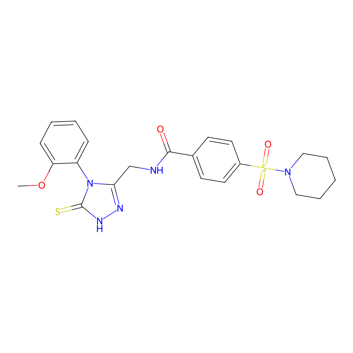 N-[[4-(2-methoxyphenyl)-5-sulfanylidene-1H-1,2,4-triazol-3-yl]methyl]-4-piperidin-1-ylsulfonylbenzamide molecular structure, CAS 391888-47-4