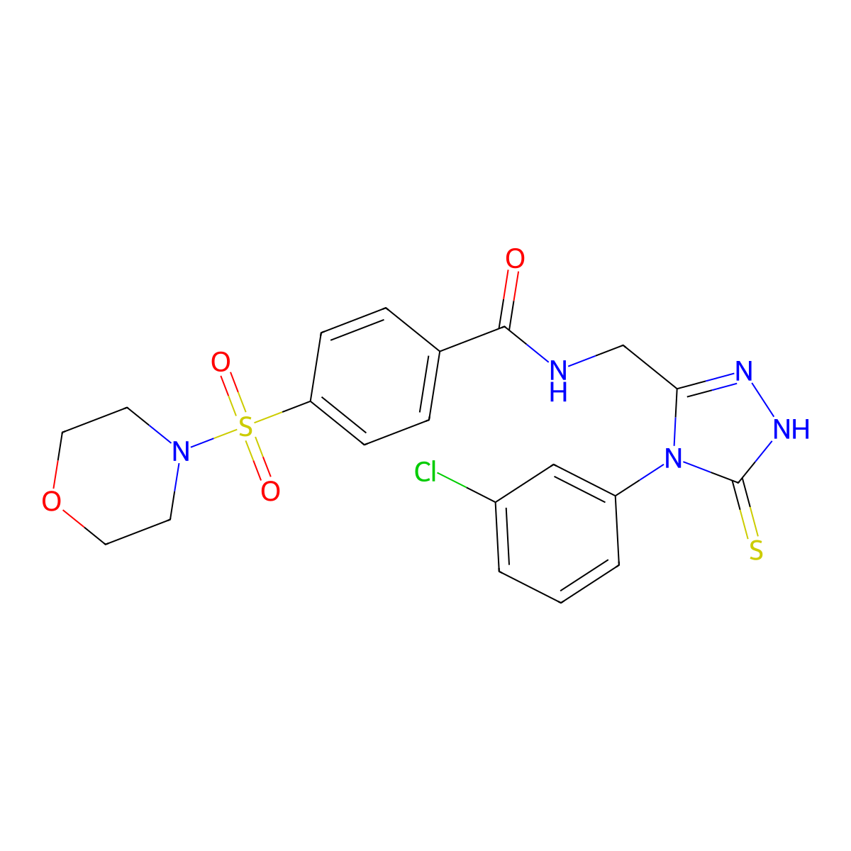 N-[[4-(3-chlorophenyl)-5-sulfanylidene-1H-1,2,4-triazol-3-yl]methyl]-4-morpholin-4-ylsulfonylbenzamide molecular structure, CAS 391888-61-2
