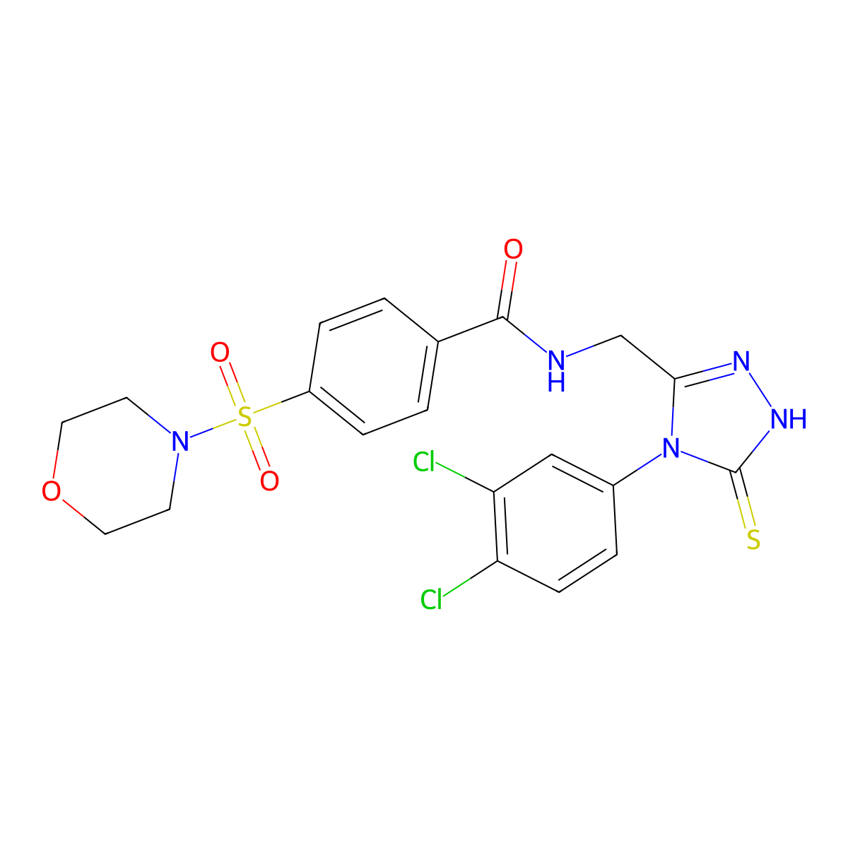 N-((4-(3,4-dichlorophenyl)-5-thioxo-4,5-dihydro-1H-1,2,4-triazol-3-yl)methyl)-4-(morpholinosulfonyl)benzamide molecular structure, CAS 391888-62-3