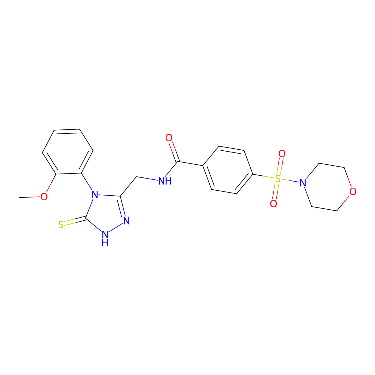 N-{[4-(2-methoxyphenyl)-5-thioxo-4,5-dihydro-1H-1,2,4-triazol-3-yl]methyl}-4-(morpholin-4-ylsulfonyl)benzamide molecular structure, CAS 391888-63-4