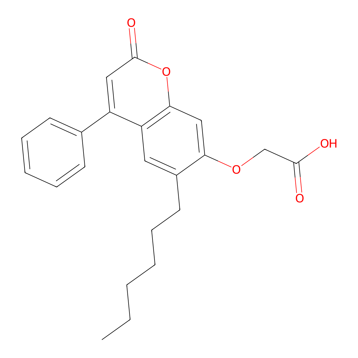 [(6-hexyl-2-oxo-4-phenyl-2H-chromen-7-yl)oxy]acetic acid molecular structure, CAS 391890-59-8