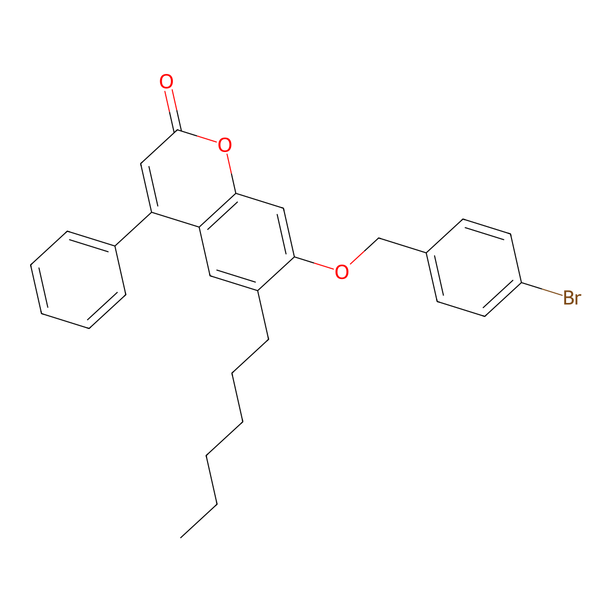 7-((4-bromobenzyl)oxy)-6-hexyl-4-phenyl-2H-chromen-2-one molecular structure, CAS 391890-60-1