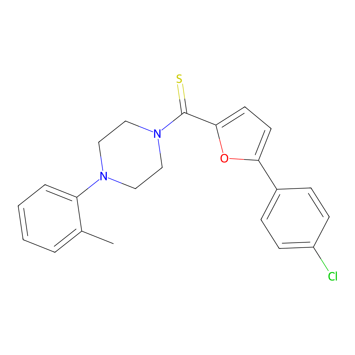 (5-(4-Chlorophenyl)furan-2-yl)(4-(o-tolyl)piperazin-1-yl)methanethione molecular structure, CAS 391890-77-0