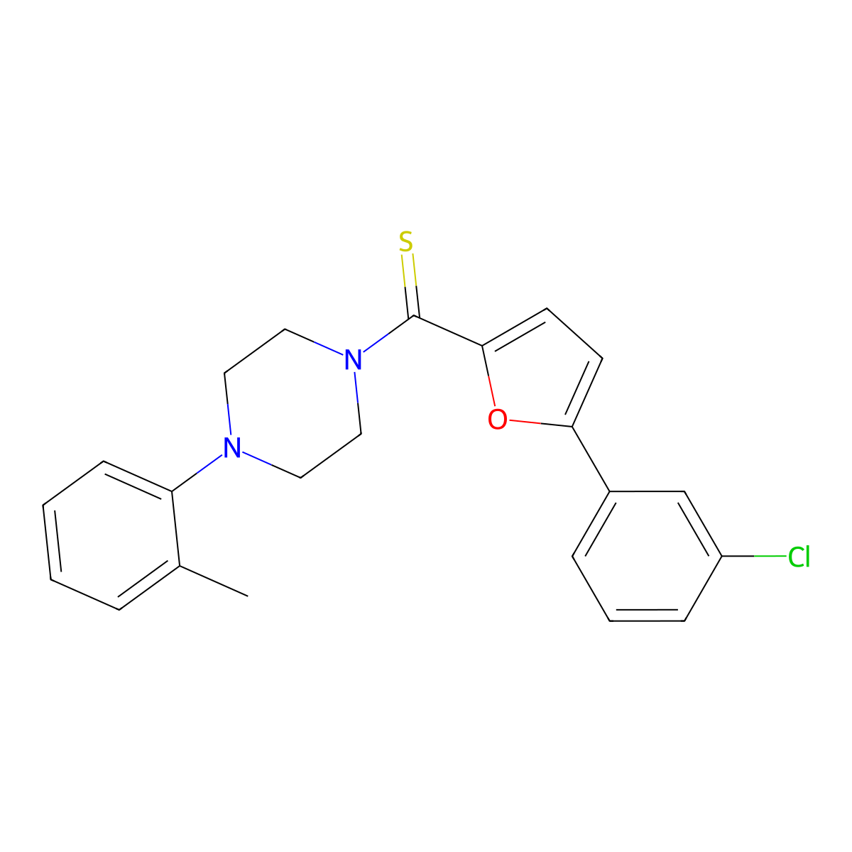 (5-(3-Chlorophenyl)furan-2-yl)(4-(o-tolyl)piperazin-1-yl)methanethione molecular structure, CAS 391890-82-7