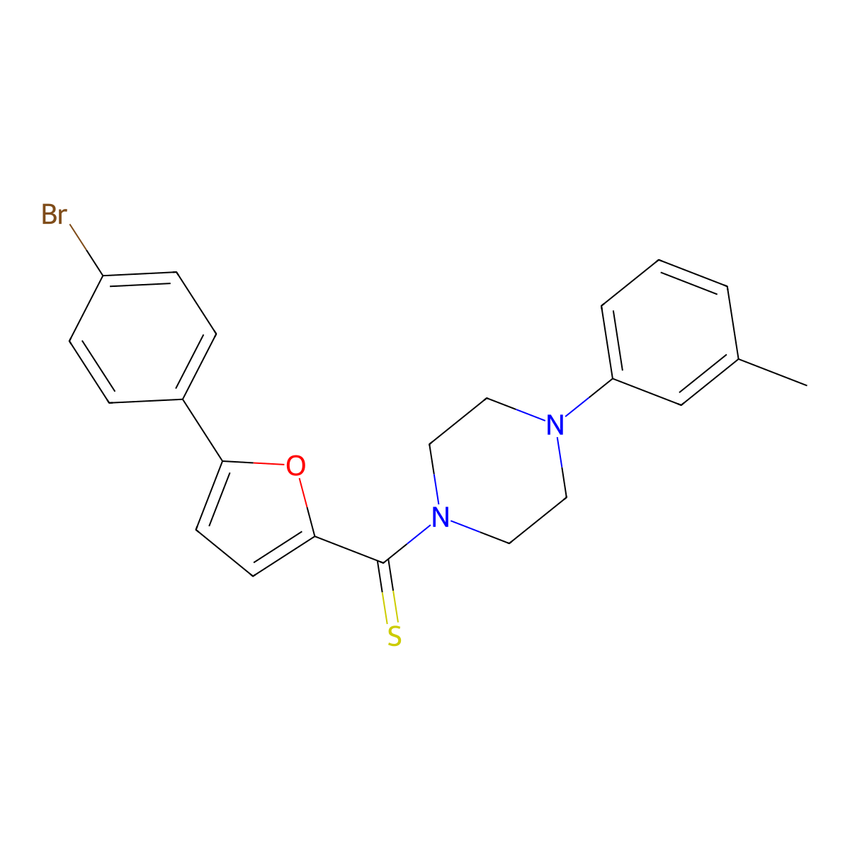 (5-(4-Bromophenyl)furan-2-yl)(4-(m-tolyl)piperazin-1-yl)methanethione molecular structure, CAS 391890-86-1