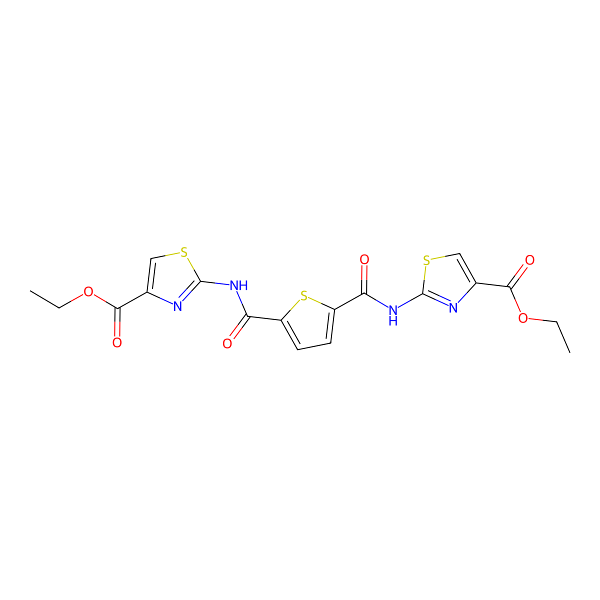 Ethyl 2-[[5-[(4-ethoxycarbonyl-1,3-thiazol-2-yl)carbamoyl]thiophene-2-carbonyl]amino]-1,3-thiazole-4-carboxylate molecular structure, CAS 391896-40-5