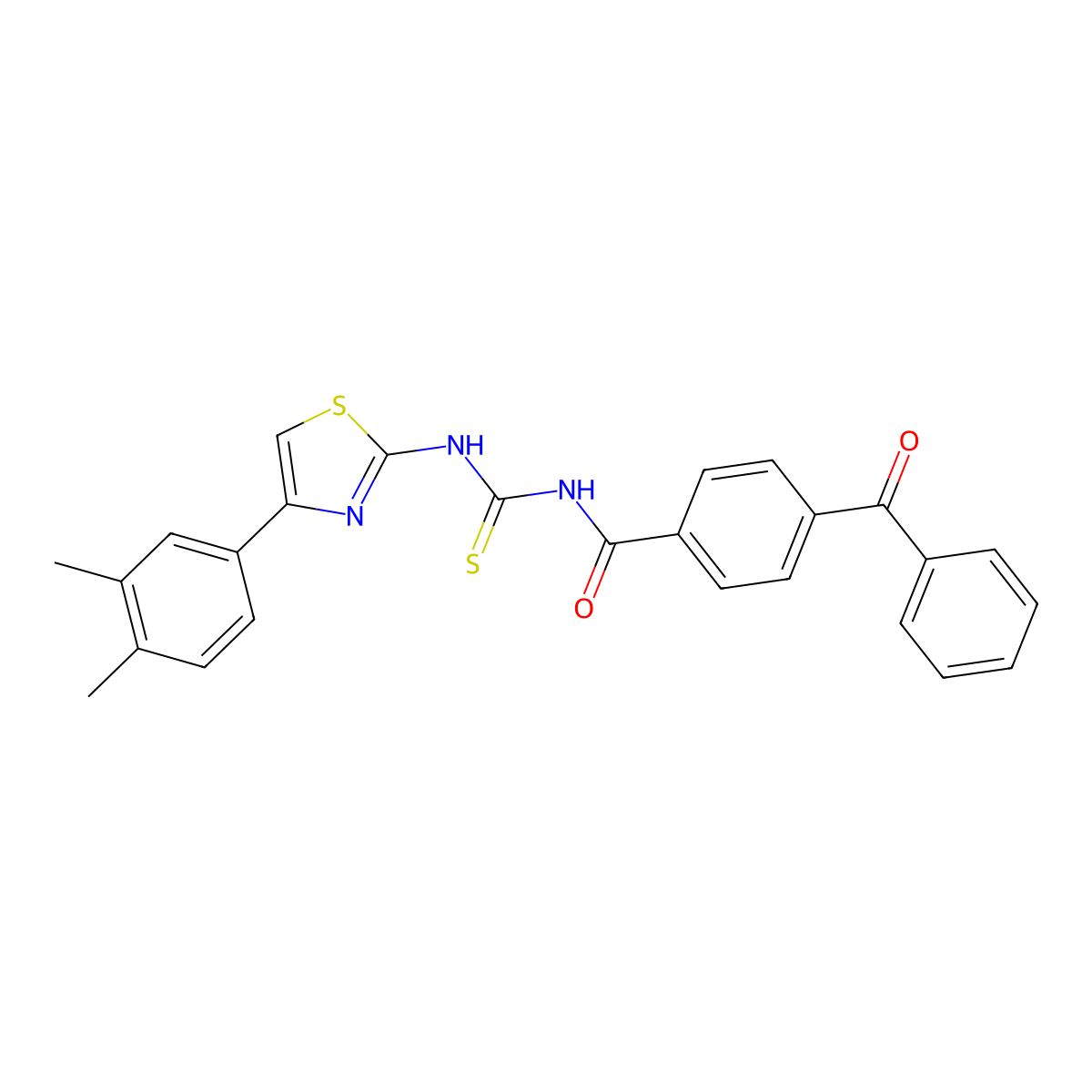 4-benzoyl-N-((4-(3,4-dimethylphenyl)thiazol-2-yl)carbamothioyl)benzamide molecular structure, CAS 391896-43-8