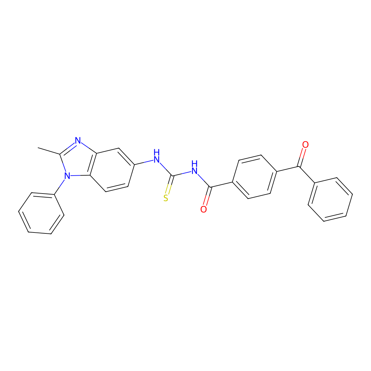 4-benzoyl-N-[(2-methyl-1-phenylbenzimidazol-5-yl)carbamothioyl]benzamide molecular structure, CAS 391896-56-3