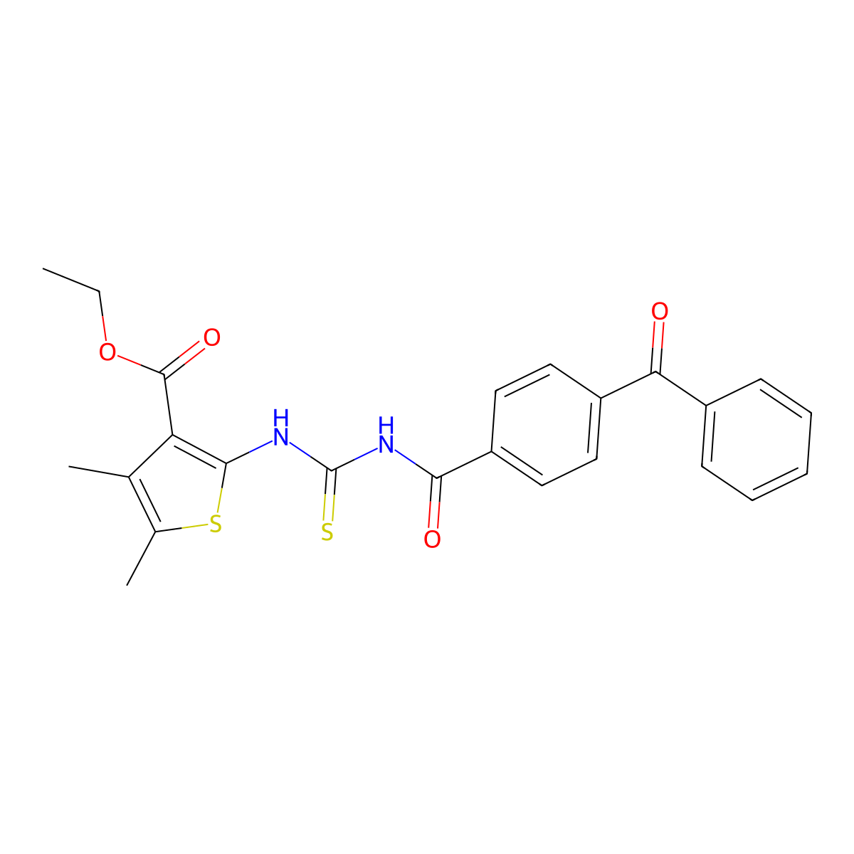 Ethyl 2-[(4-benzoylbenzoyl)carbamothioylamino]-4,5-dimethylthiophene-3-carboxylate molecular structure, CAS 391896-57-4