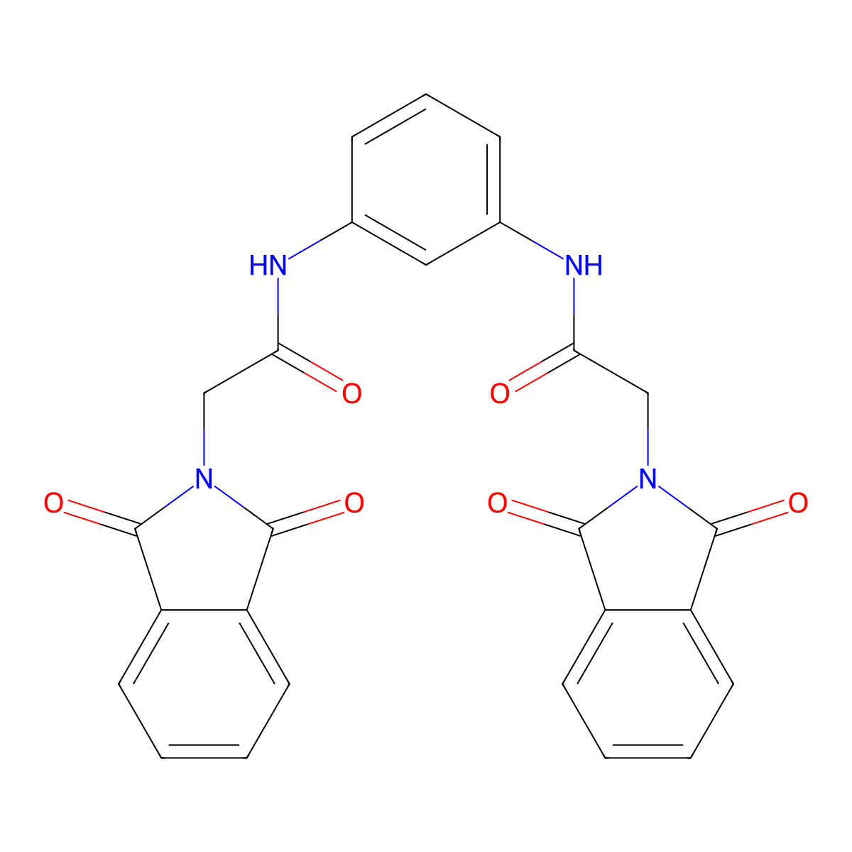 2-(1,3-dioxoisoindol-2-yl)-N-[3-[[2-(1,3-dioxoisoindol-2-yl)acetyl]amino]phenyl]acetamide molecular structure, CAS 391896-68-7