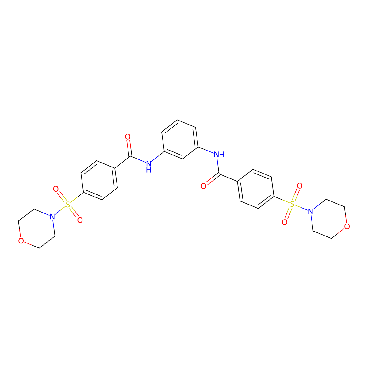 4-morpholin-4-ylsulfonyl-N-[3-[(4-morpholin-4-ylsulfonylbenzoyl)amino]phenyl]benzamide molecular structure, CAS 391896-71-2