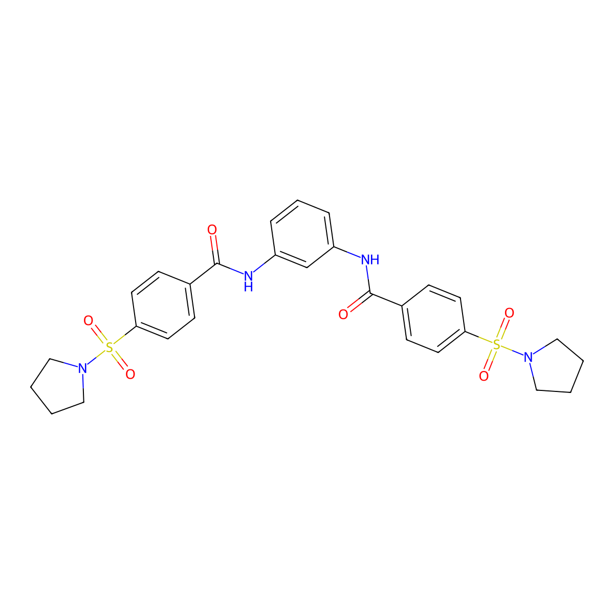 4-pyrrolidin-1-ylsulfonyl-N-[3-[(4-pyrrolidin-1-ylsulfonylbenzoyl)amino]phenyl]benzamide molecular structure, CAS 391896-72-3