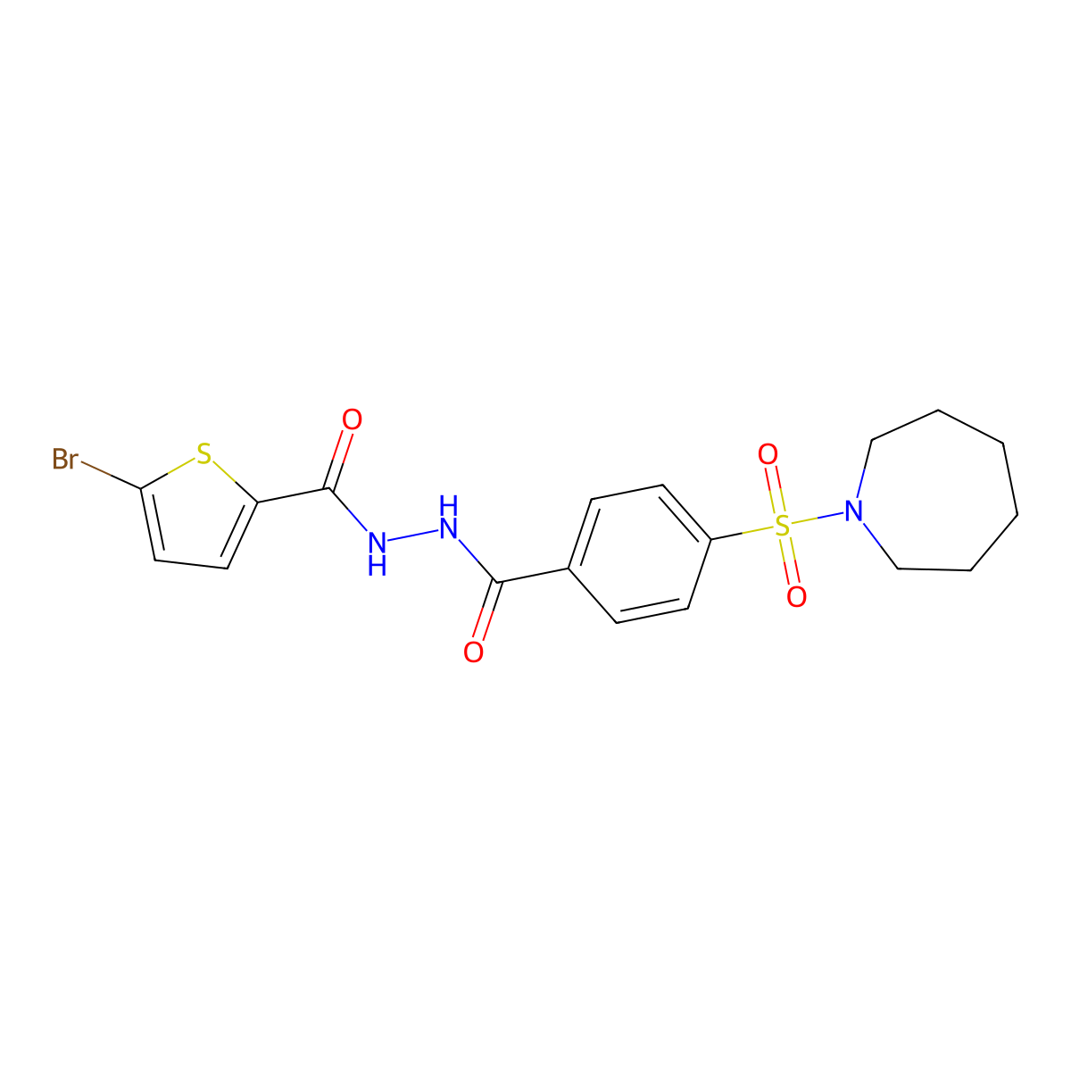 N'-(4-(azepan-1-ylsulfonyl)benzoyl)-5-bromothiophene-2-carbohydrazide molecular structure, CAS 391896-73-4