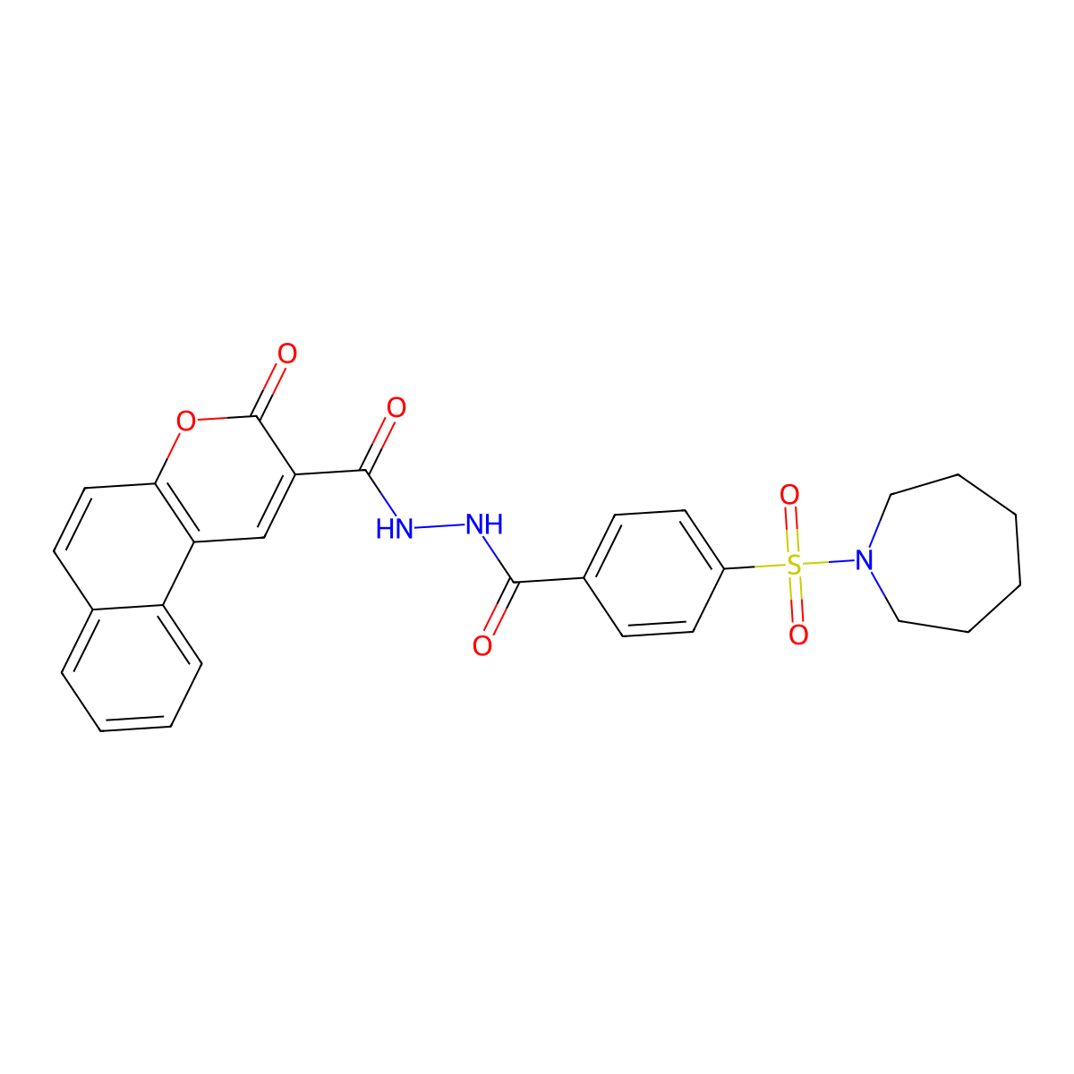 N'-(4-(azepan-1-ylsulfonyl)benzoyl)-3-oxo-3H-benzo[f]chromene-2-carbohydrazide molecular structure, CAS 391896-74-5