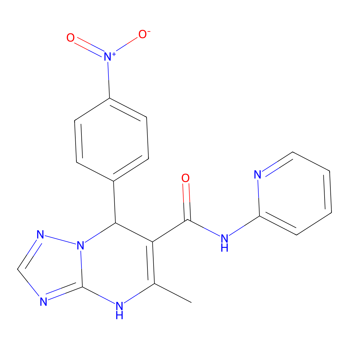 5-methyl-7-(4-nitrophenyl)-N-(pyridin-2-yl)-4,7-dihydro[1,2,4]triazolo[1,5-a]pyrimidine-6-carboxamide molecular structure, CAS 391896-92-7