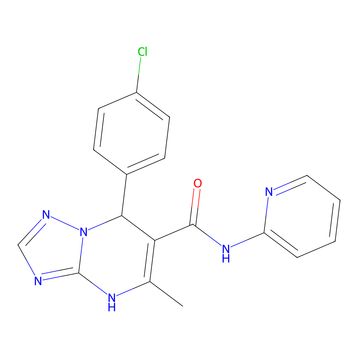 7-(4-chlorophenyl)-5-methyl-N-(pyridin-2-yl)-4,7-dihydro[1,2,4]triazolo[1,5-a]pyrimidine-6-carboxamide molecular structure, CAS 391896-93-8