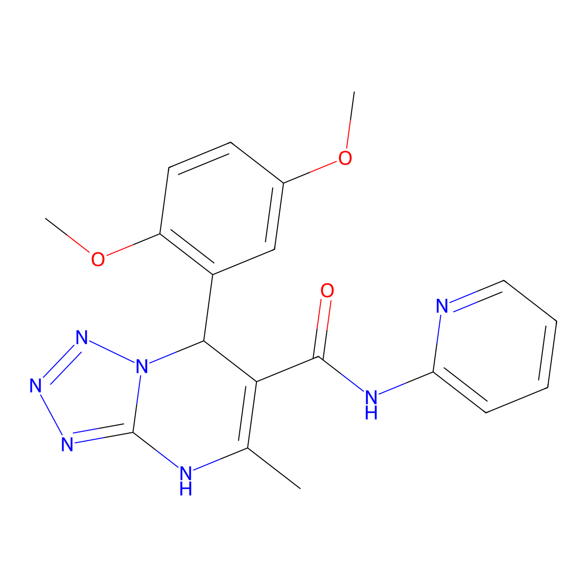 7-(2,5-dimethoxyphenyl)-5-methyl-N-(pyridin-2-yl)-4,7-dihydrotetrazolo[1,5-a]pyrimidine-6-carboxamide molecular structure, CAS 391896-98-3