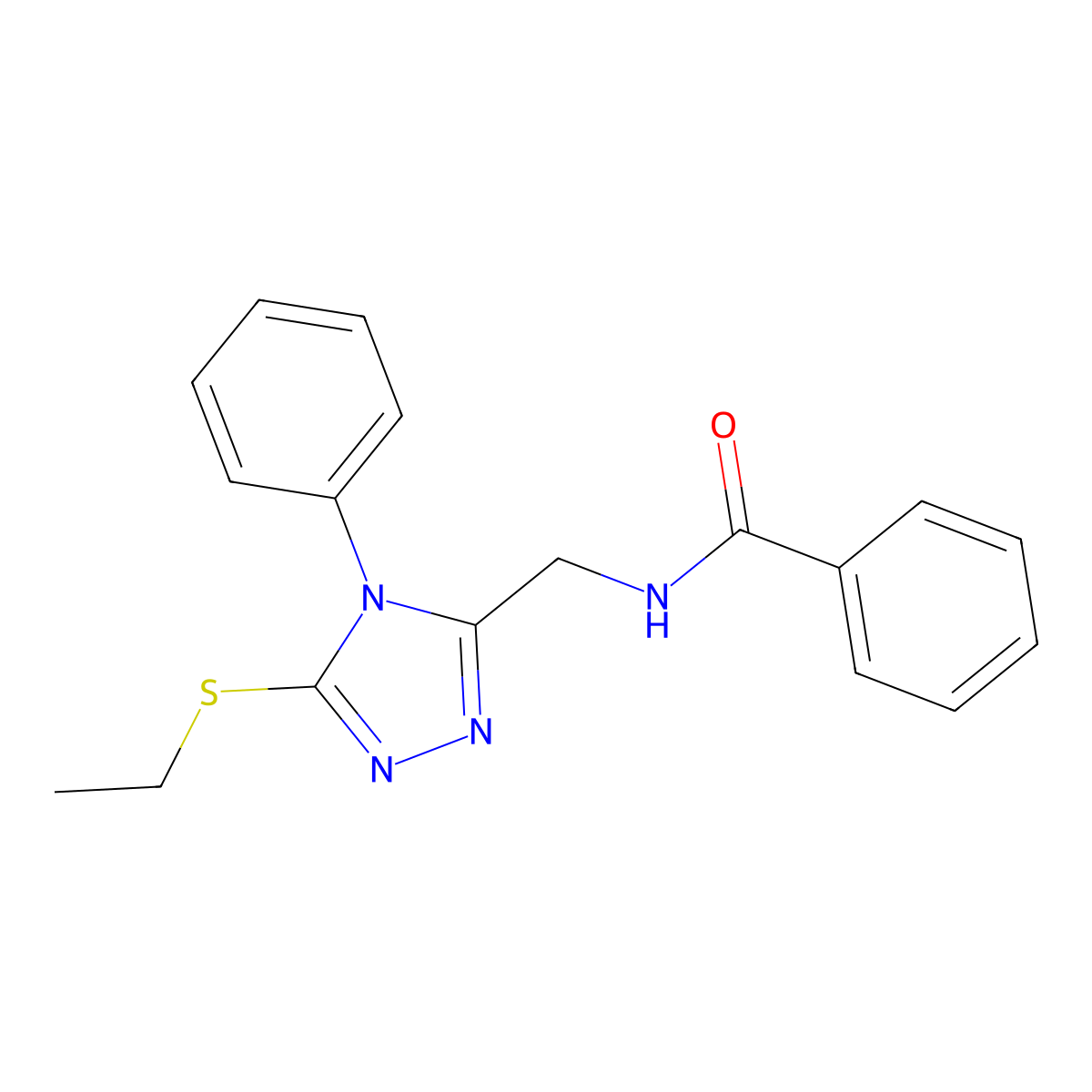 N-((5-(ethylthio)-4-phenyl-4H-1,2,4-triazol-3-yl)methyl)benzamide molecular structure, CAS 391897-04-4