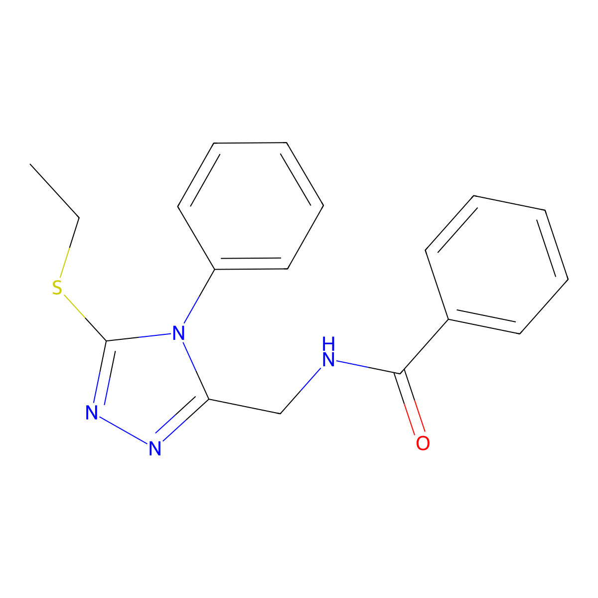 N-((5-(ethylthio)-4-phenyl-4H-1,2,4-triazol-3-yl)methyl)benzamide molecular structure, CAS 391897-04-4