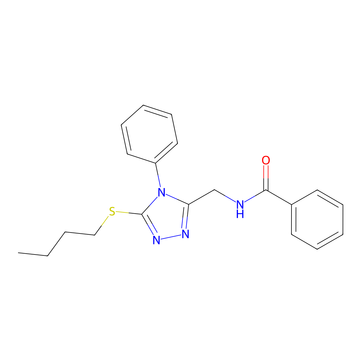 N-((5-(butylthio)-4-phenyl-4H-1,2,4-triazol-3-yl)methyl)benzamide molecular structure, CAS 391897-06-6