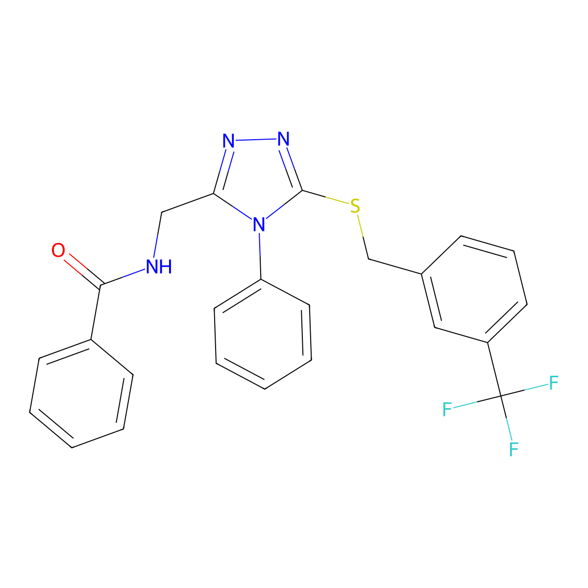 N-((4-phenyl-5-((3-(trifluoromethyl)benzyl)thio)-4H-1,2,4-triazol-3-yl)methyl)benzamide molecular structure, CAS 391897-08-8