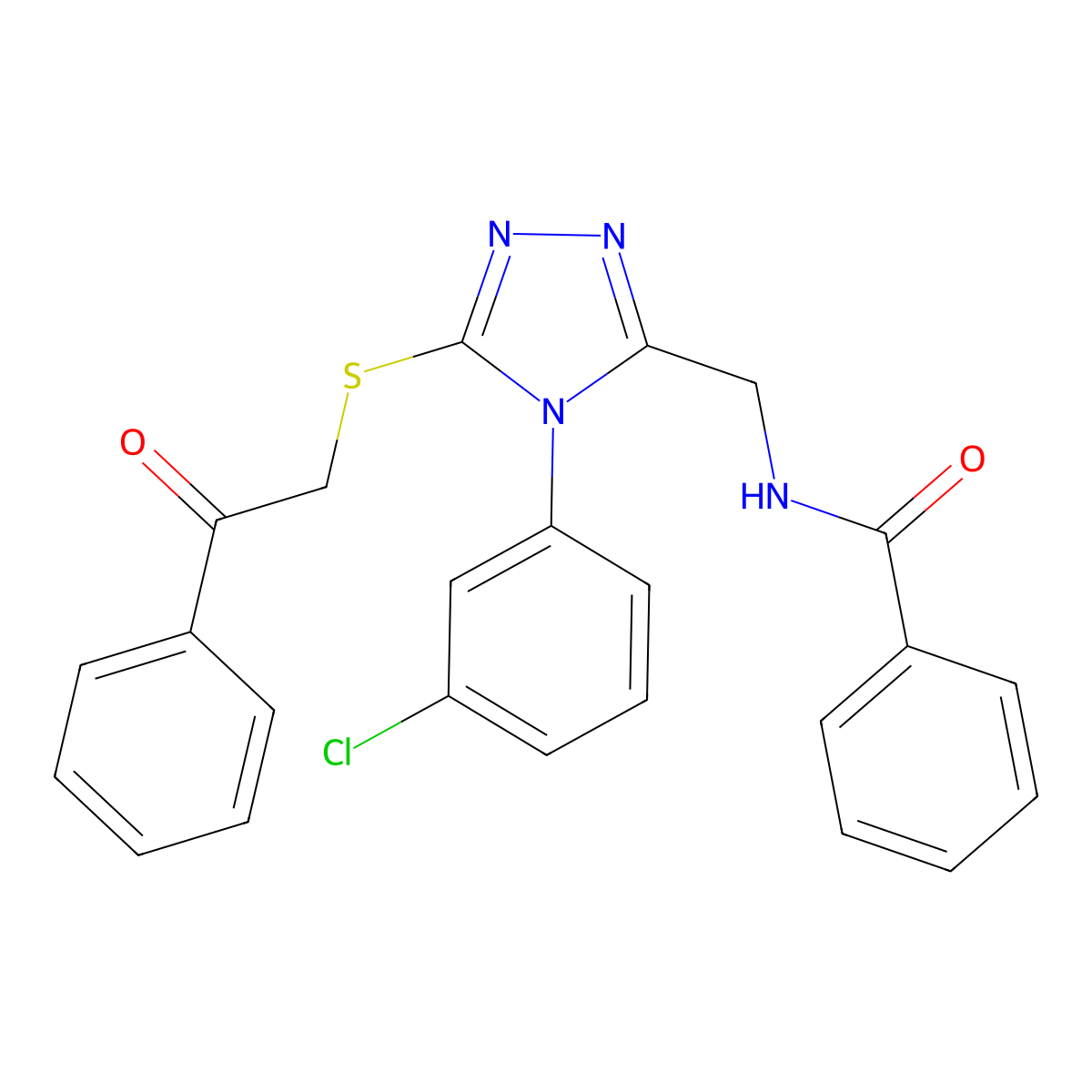 N-[[4-(3-chlorophenyl)-5-phenacylsulfanyl-1,2,4-triazol-3-yl]methyl]benzamide molecular structure, CAS 391897-19-1