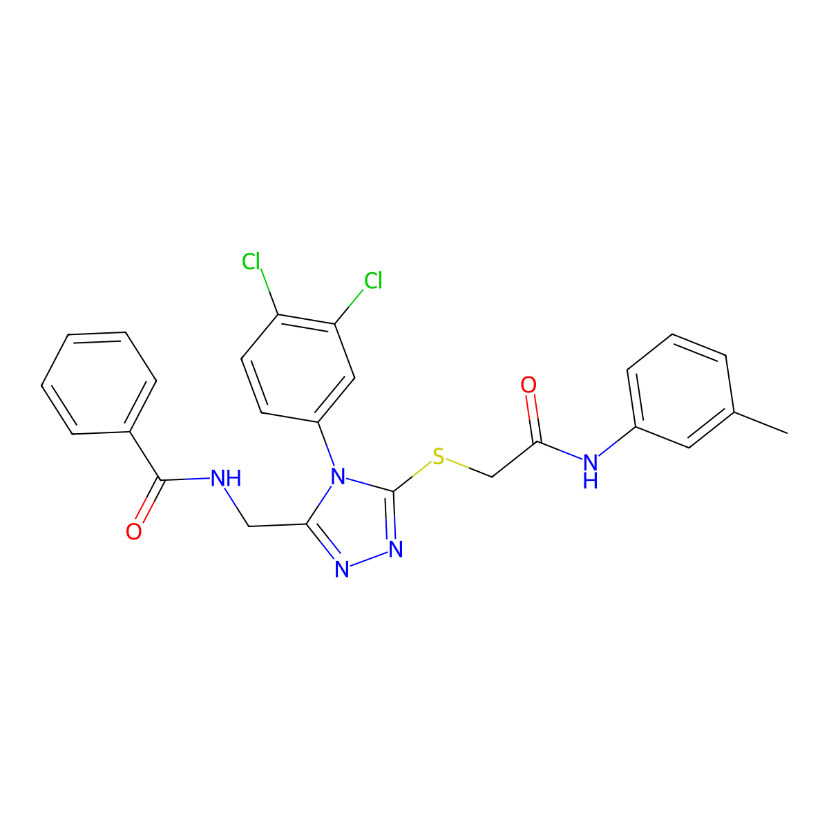 N-((4-(3,4-dichlorophenyl)-5-((2-oxo-2-(m-tolylamino)ethyl)thio)-4H-1,2,4-triazol-3-yl)methyl)benzamide molecular structure, CAS 391897-40-8