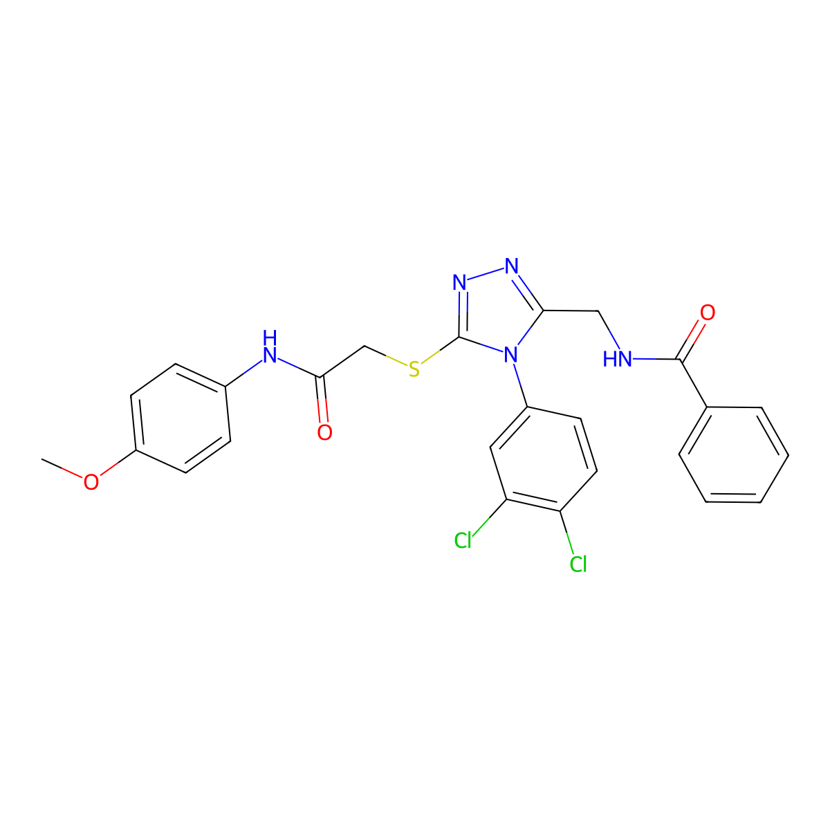 N-[[4-(3,4-dichlorophenyl)-5-[2-(4-methoxyanilino)-2-oxoethyl]sulfanyl-1,2,4-triazol-3-yl]methyl]benzamide molecular structure, CAS 391897-41-9