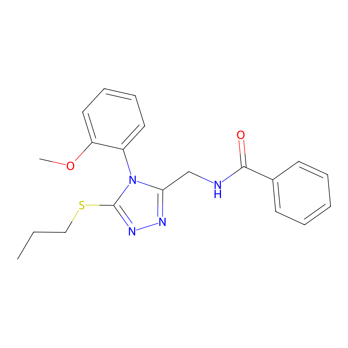 N-[[4-(2-methoxyphenyl)-5-propylsulfanyl-1,2,4-triazol-3-yl]methyl]benzamide molecular structure, CAS 391897-55-5