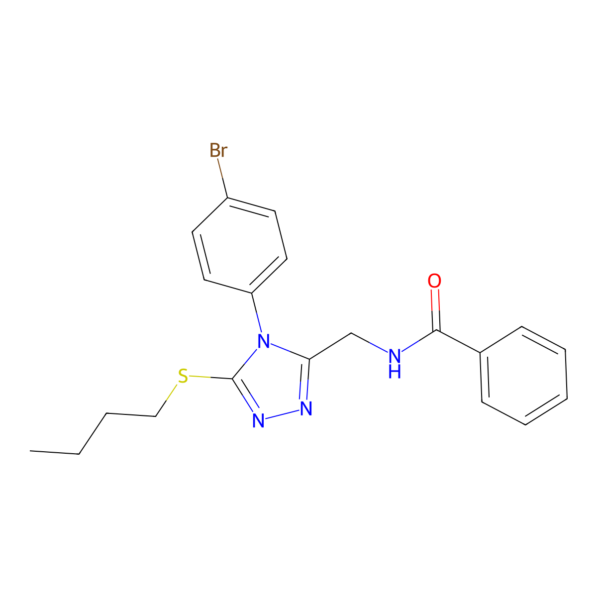 N-[[4-(4-bromophenyl)-5-butylsulfanyl-1,2,4-triazol-3-yl]methyl]benzamide molecular structure, CAS 391897-68-0
