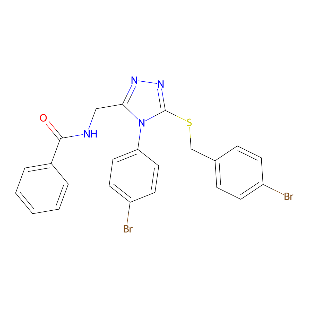 N-((5-((4-bromobenzyl)thio)-4-(4-bromophenyl)-4H-1,2,4-triazol-3-yl)methyl)benzamide molecular structure, CAS 391897-69-1